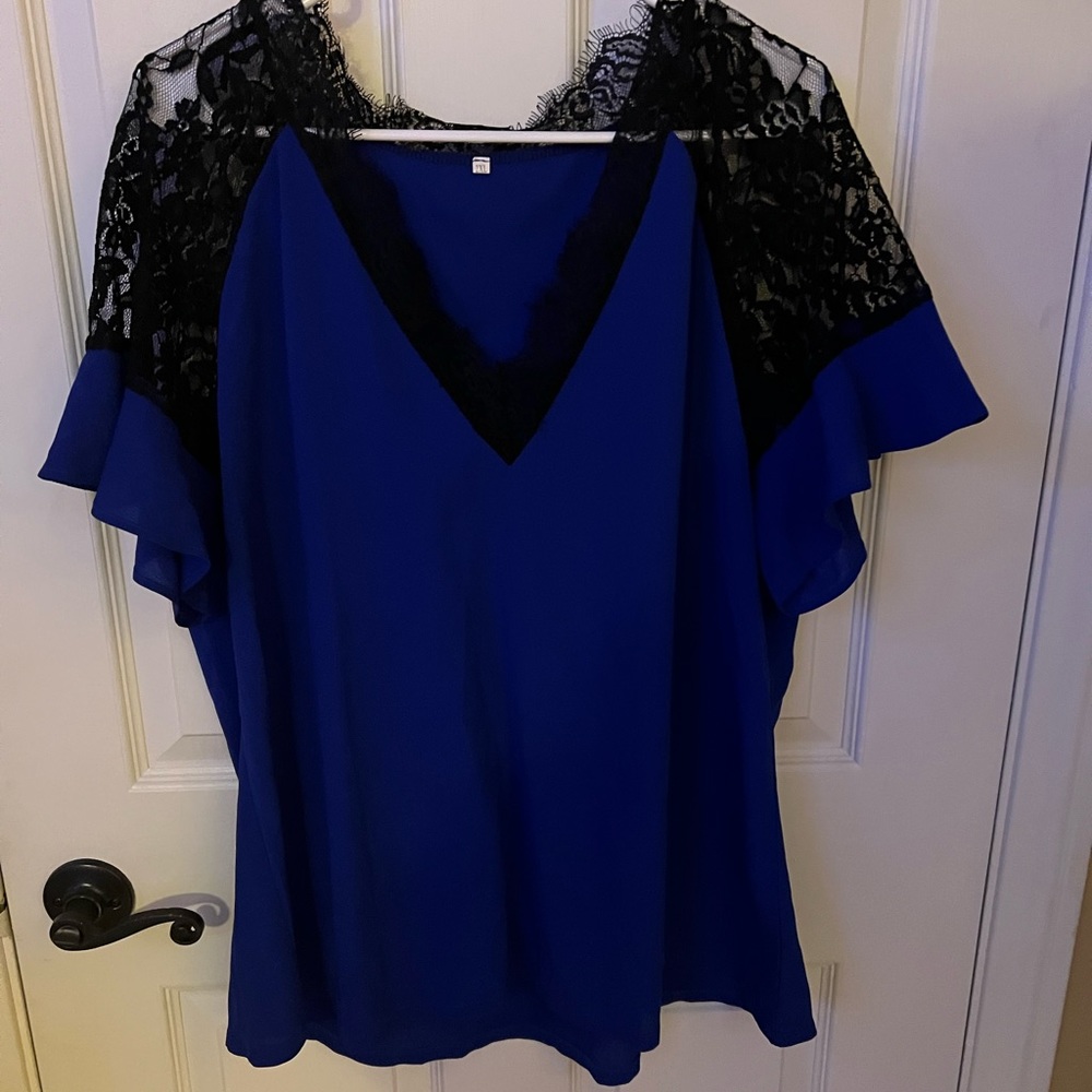 Blue top with lace